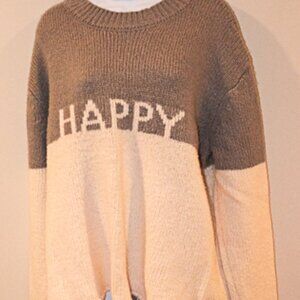 Peace Love World "HAPPY" Crew neck Sweater Size Medium